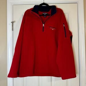 Polo Sport Ralph Lauren Mens Red Fleece Quarter Zip XXL Zipper Pocket on Sleeve